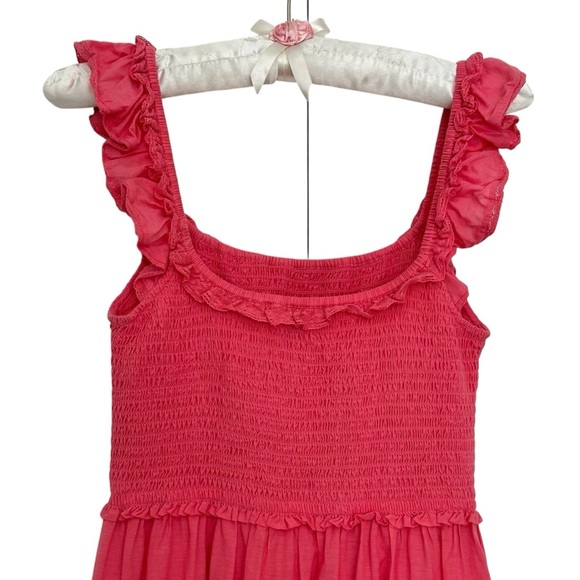 Wilfred Aritzia Reminisce Smocked Fit & Flare Ruffled Straps in pink Size Small - Picture 4 of 9